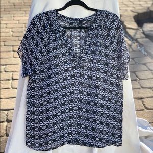A.N.A  LARGE SHEER BLOUSE  BLACK&WHITE
